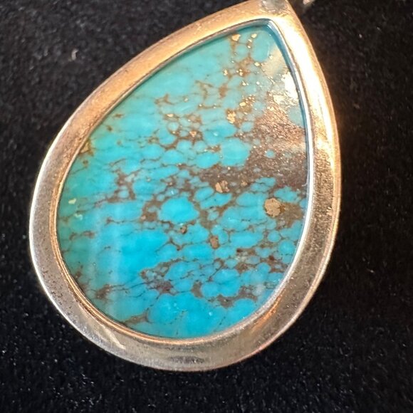 Whitney Kelly WK 925 Signed Sterling Silver Turquoise Pendant Teardrop Southwest - Picture 3 of 12